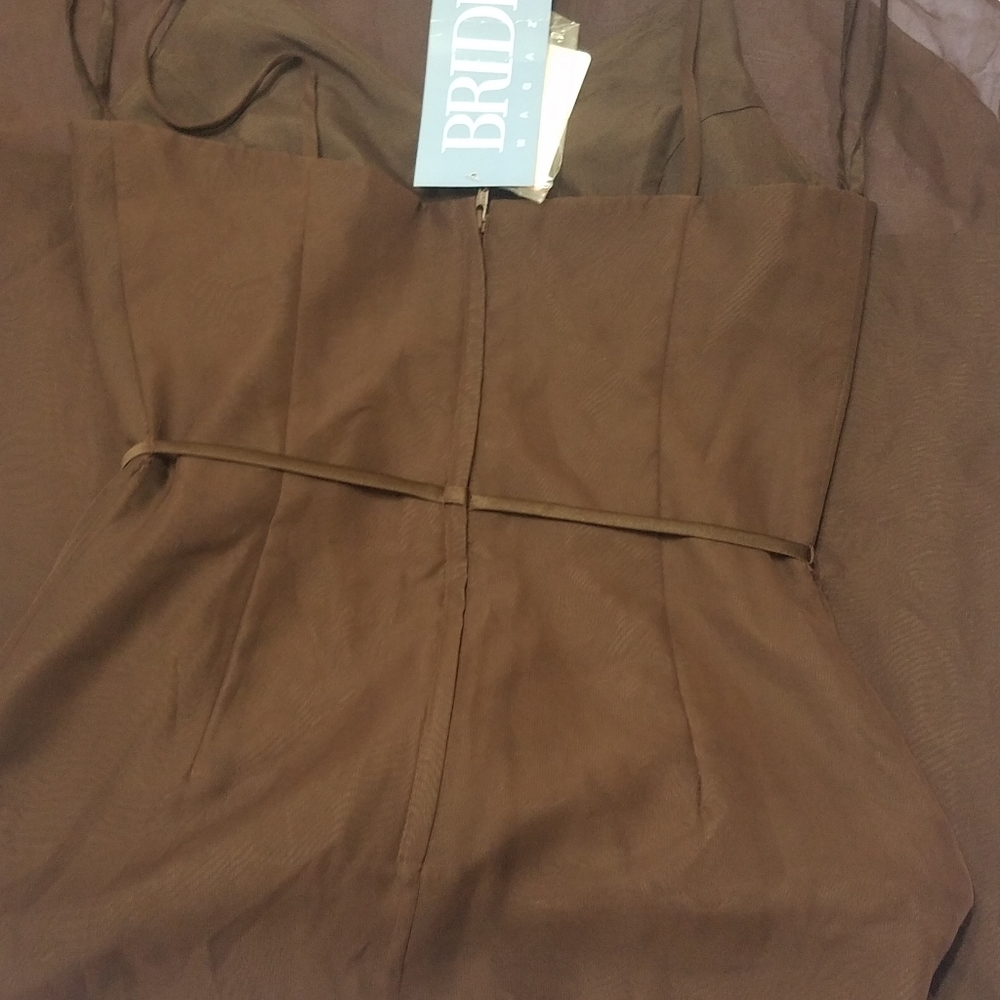 NWT JORDAN BRIDES Long Dark Brown Formal Prom Homecoming Dress - Picture 3 of 7